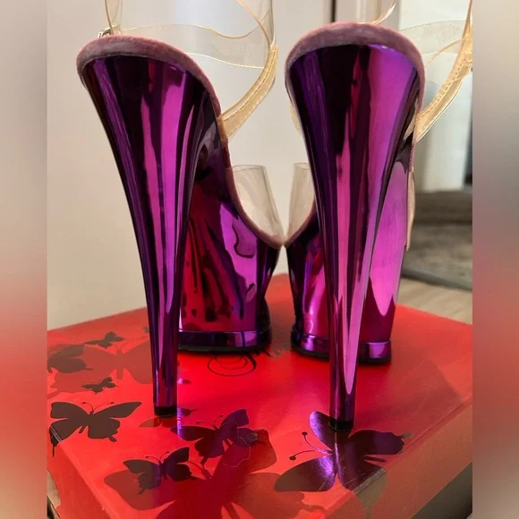 Pleaser Moon 7” Heels. Purple Chrome. - Picture 7 of 10